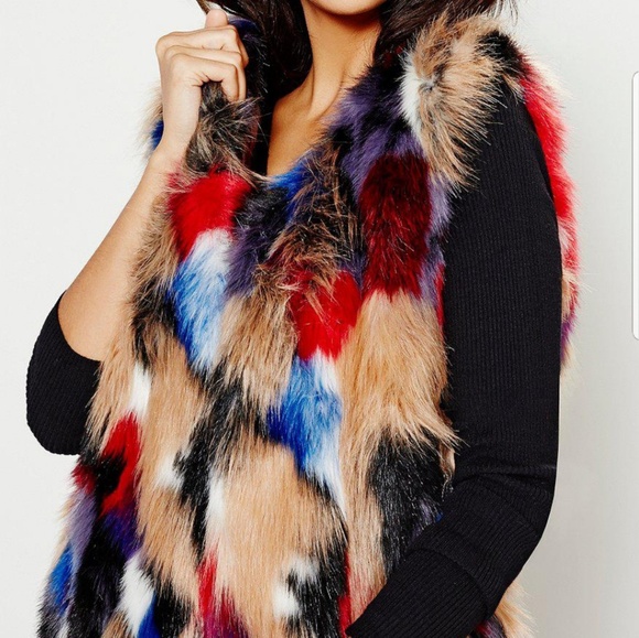 Gianni Bini Multi Color Faux Fur Vest 